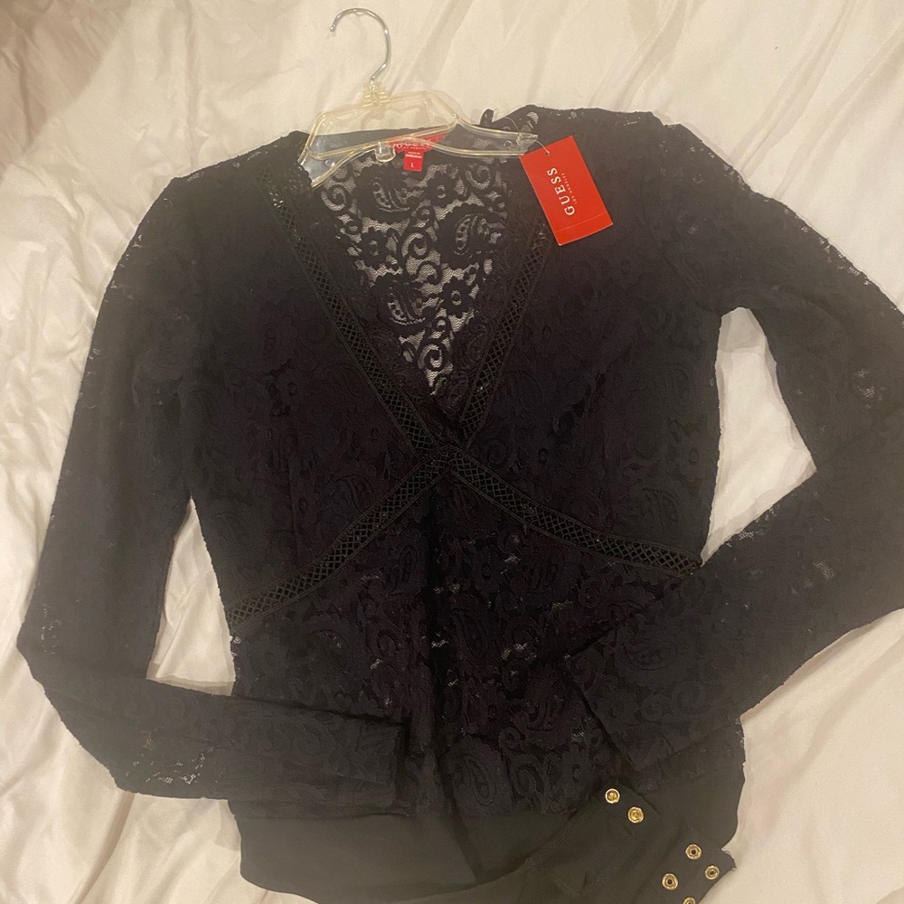 NWT Black Lace GUESS Bodysuit - Size L